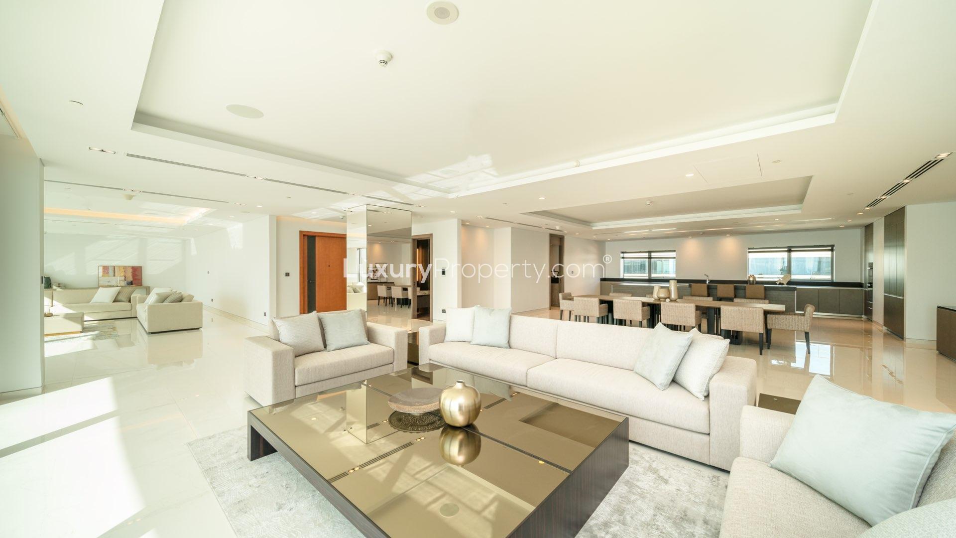 Top-floor apartment balcony with panoramic sea views at W Residences, Palm Jumeirah
