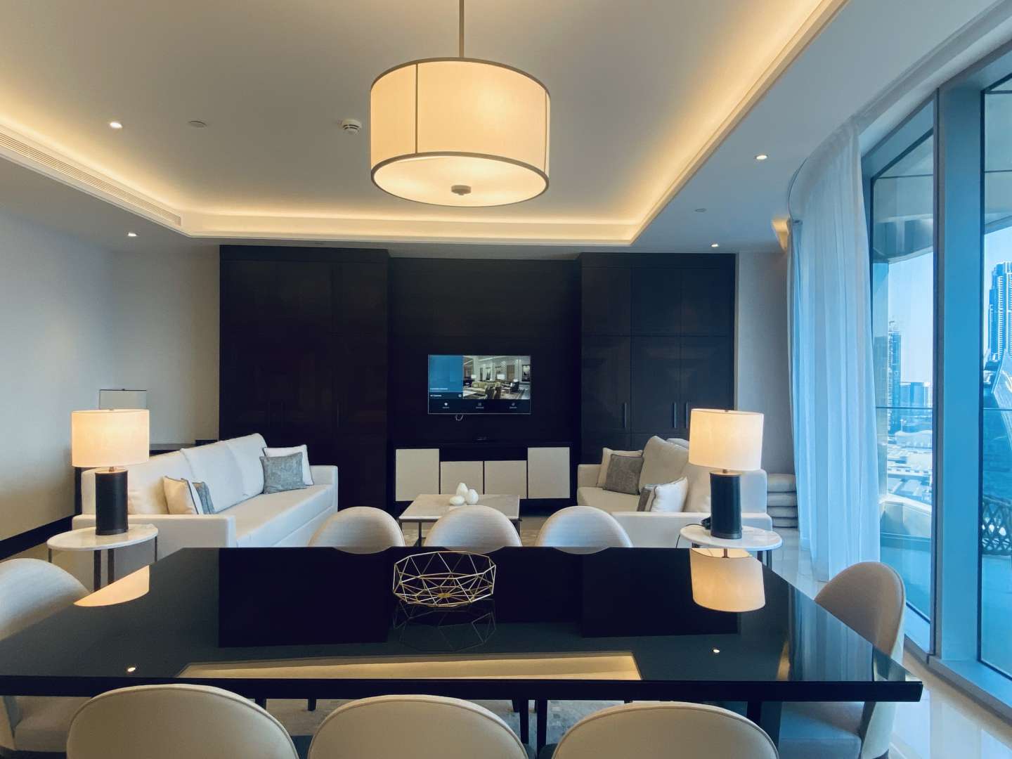 High-floor apartment view of Burj Khalifa and skyline in Downtown Dubai