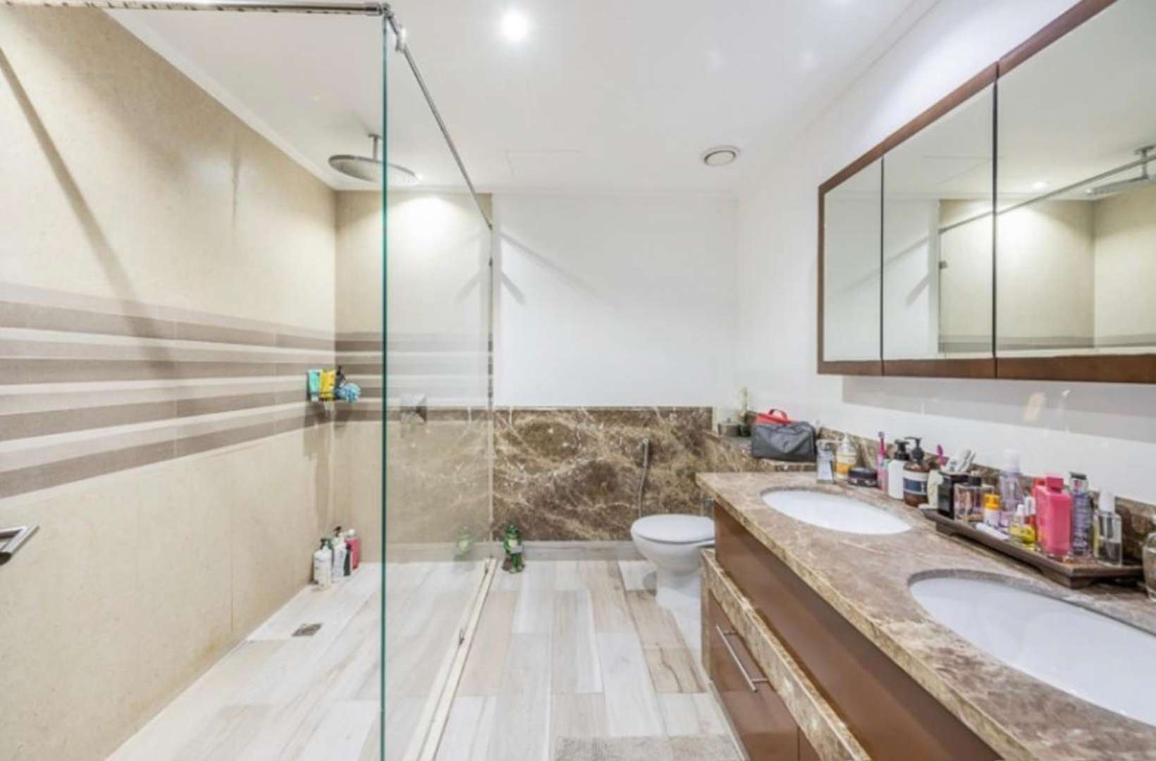 Balcony view from luxury 3-bedroom villa in South Ridge, Downtown Dubai with city skyline