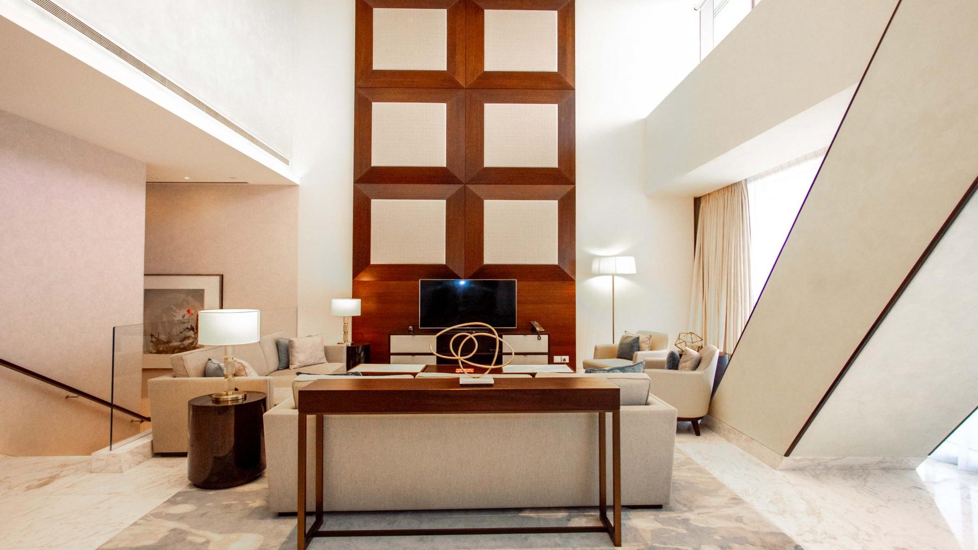 Spacious luxury penthouse living room, modern decor, Downtown Dubai, The Address Sky View Towers