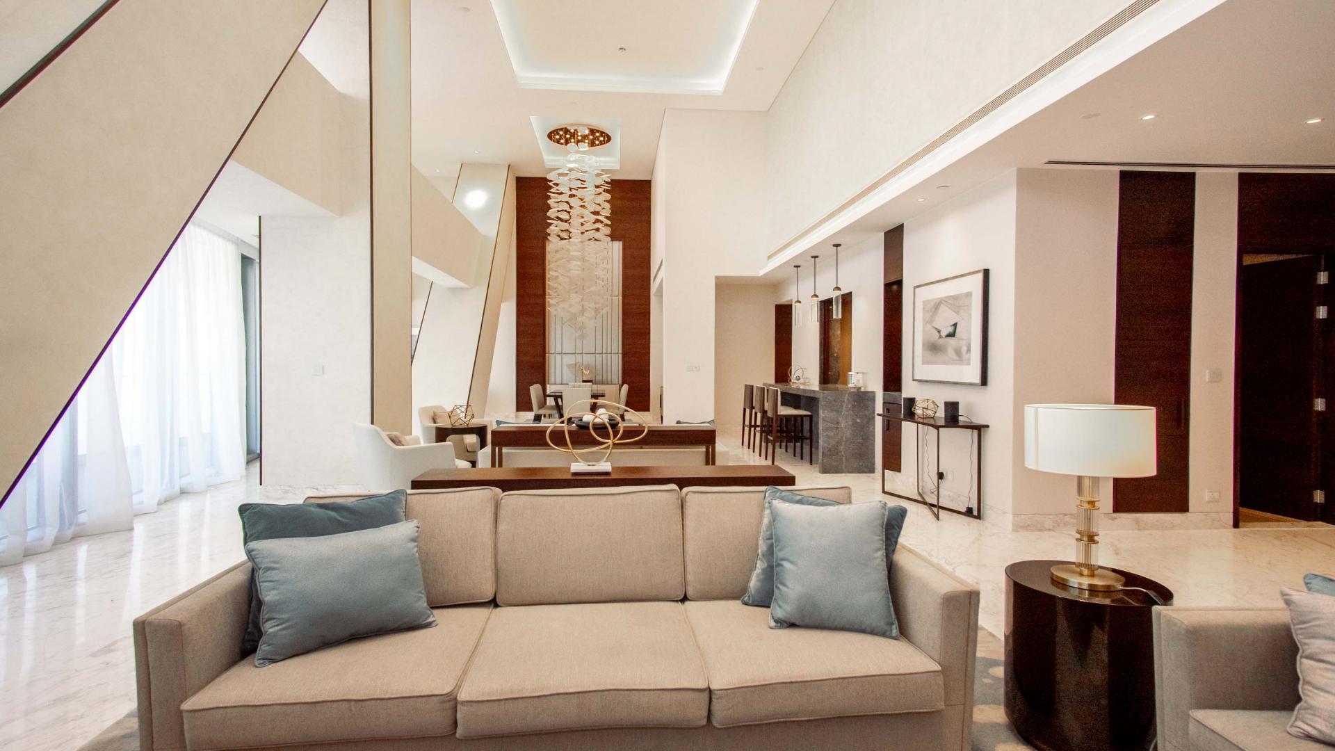 Luxurious furnished duplex living area in penthouse