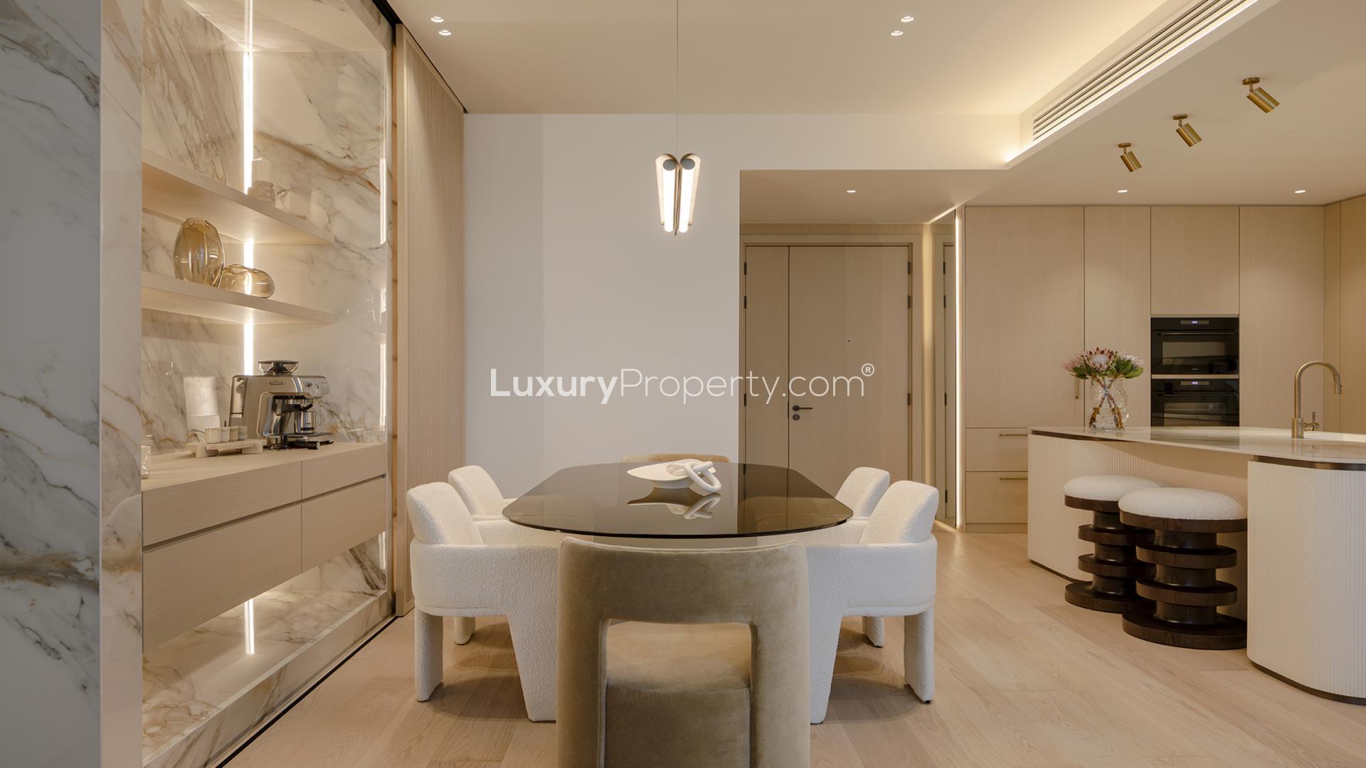 Stylish living area in furnished duplex penthouse, DIFC Central Park Tower, skyline views