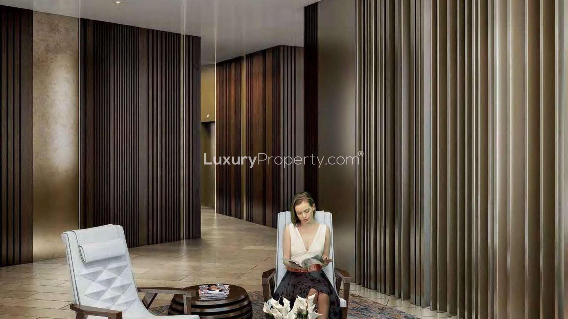 Luxurious London Dock penthouse lobby at Alexandra Wharf with modern reception area