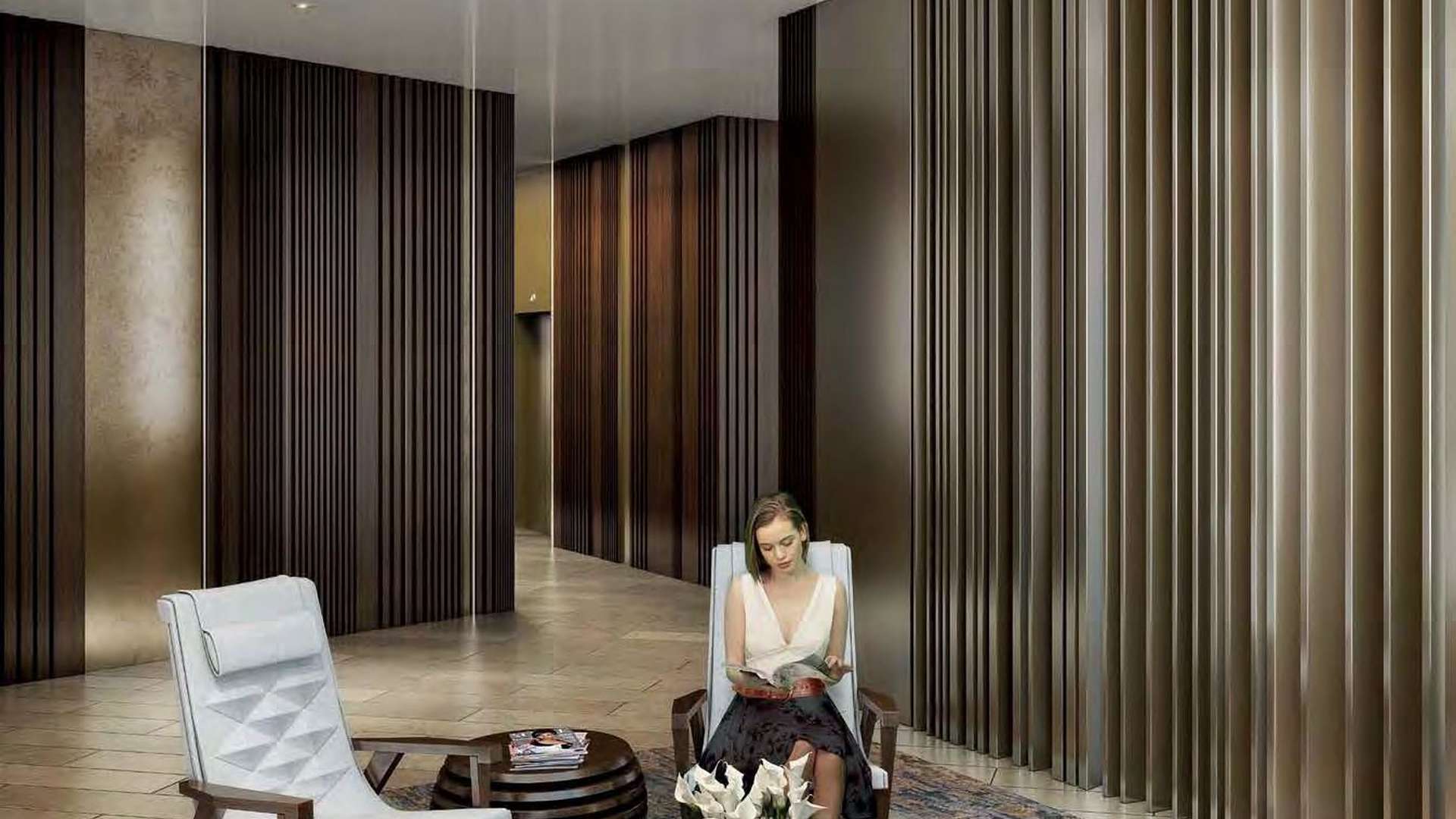 Luxurious London Dock penthouse lobby at Alexandra Wharf with modern reception area