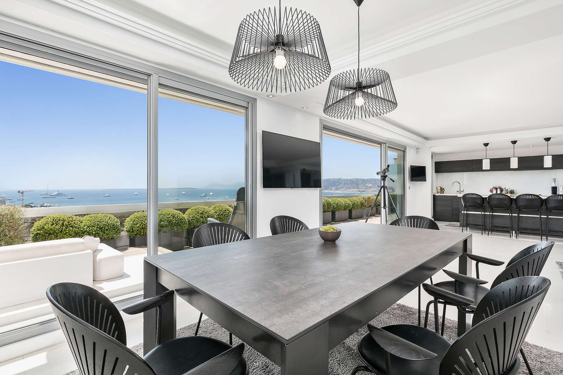 Modern kitchen in 3-bedroom penthouse, Antibes, French Riviera, with sea view