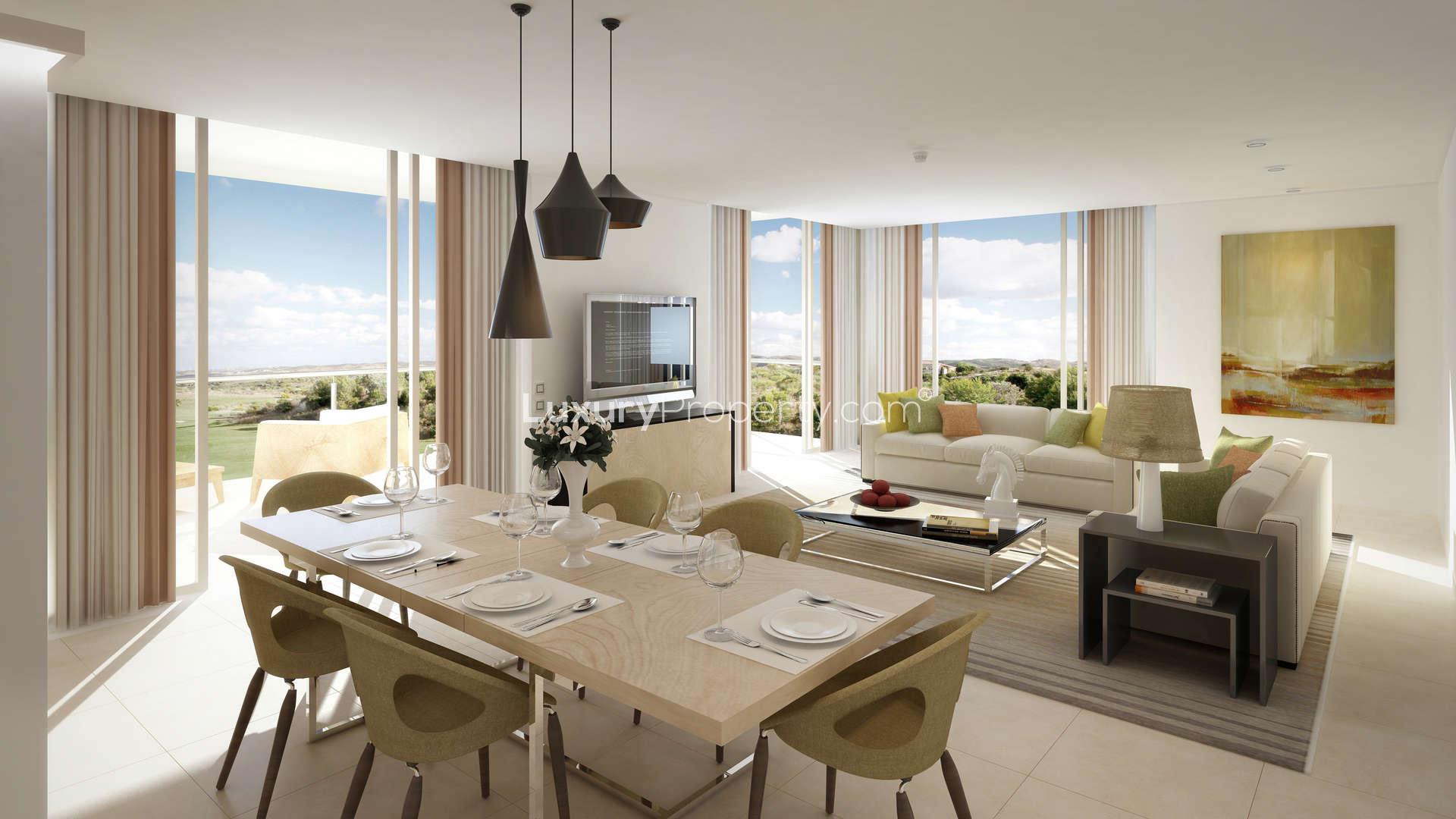 N/A,Luxurious living and dining area in Monte Rei Golf penthouse, Algarve, Portugal
