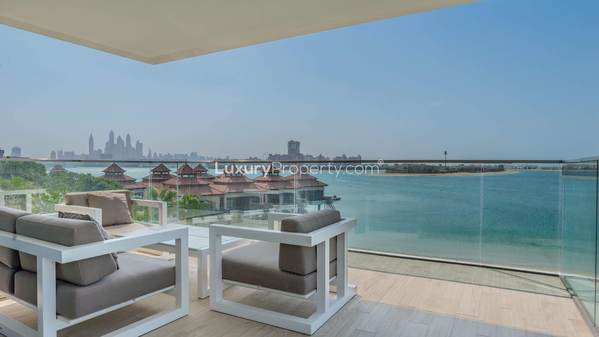 Luxurious living room with ocean views in Palm Jumeirah penthouse, Serenia Residences