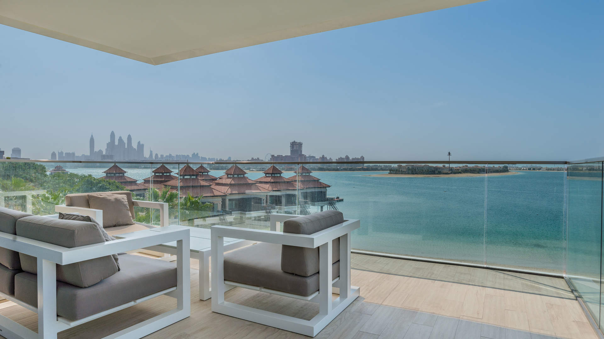 Luxurious living room with ocean views in Palm Jumeirah penthouse, Serenia Residences