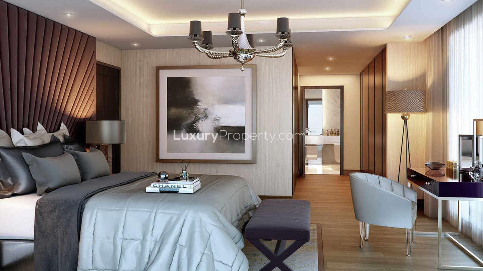 Luxurious dining room in a three-bedroom penthouse, Sovereign Court, Hammersmith, London