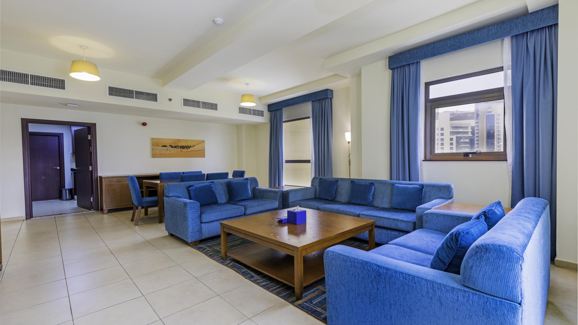 Balcony view of marina from serviced apartment in Amwaj, Jumeirah Beach Residence