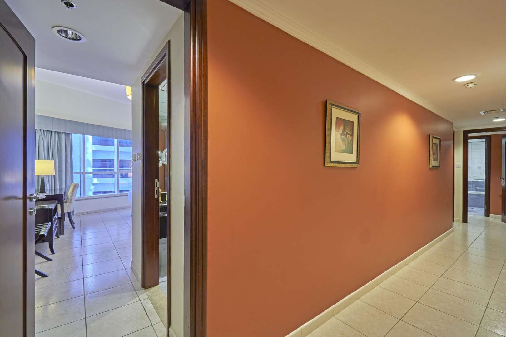 Luxurious elevator lobby in Marriott Dubai Harbor Hotel, serviced residences, Dubai Marina