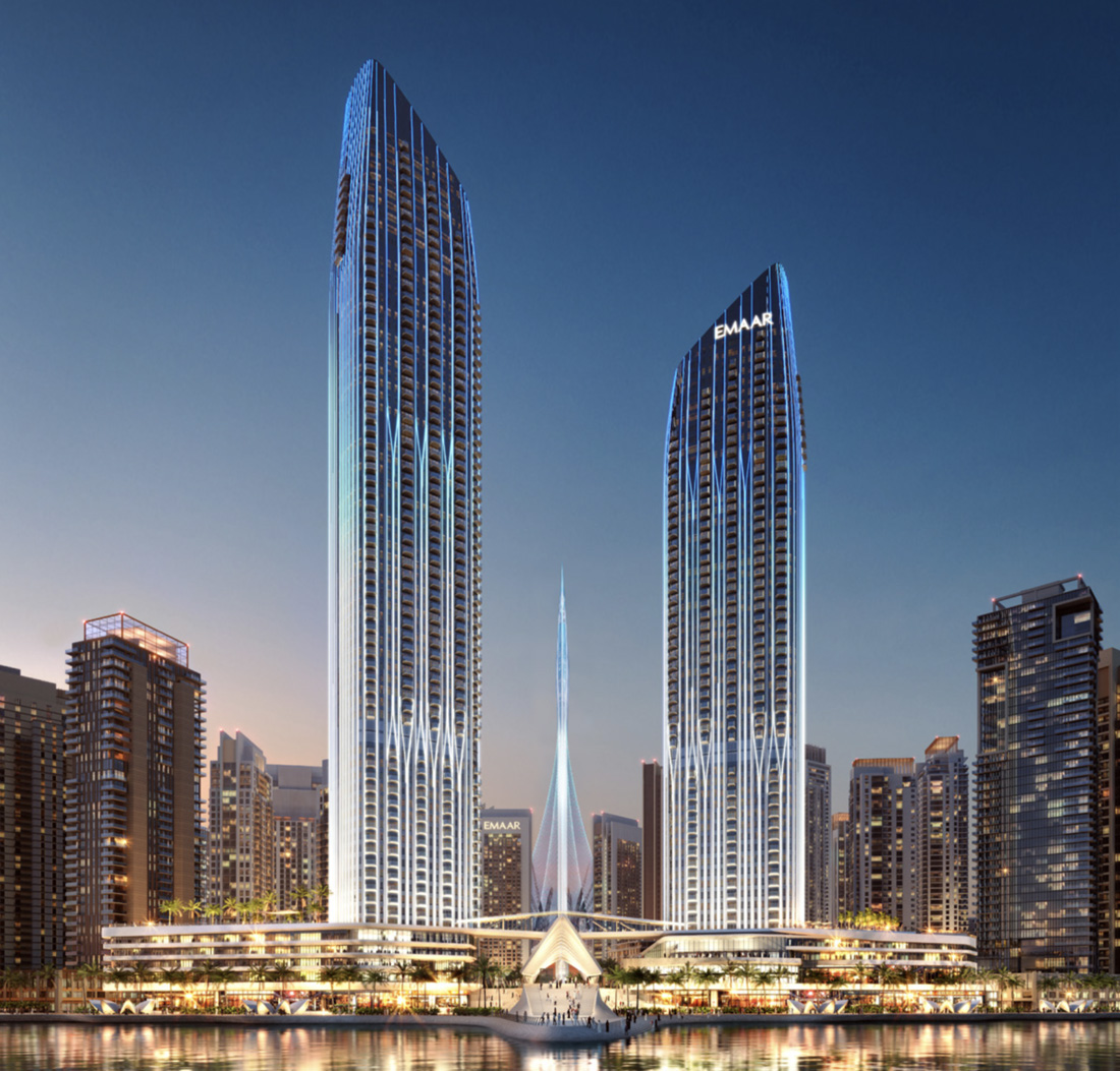Luxury bedroom with balcony view in serviced apartment, Address Harbour Point, Dubai Creek Harbour