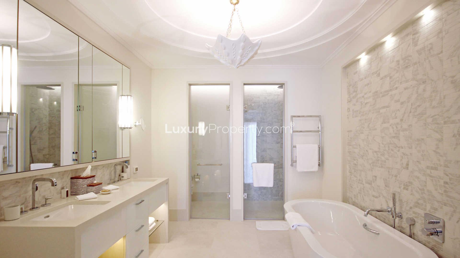 Luxury living room in Regent Pool Residence, Porto Montenegro, with elegant furniture and decor