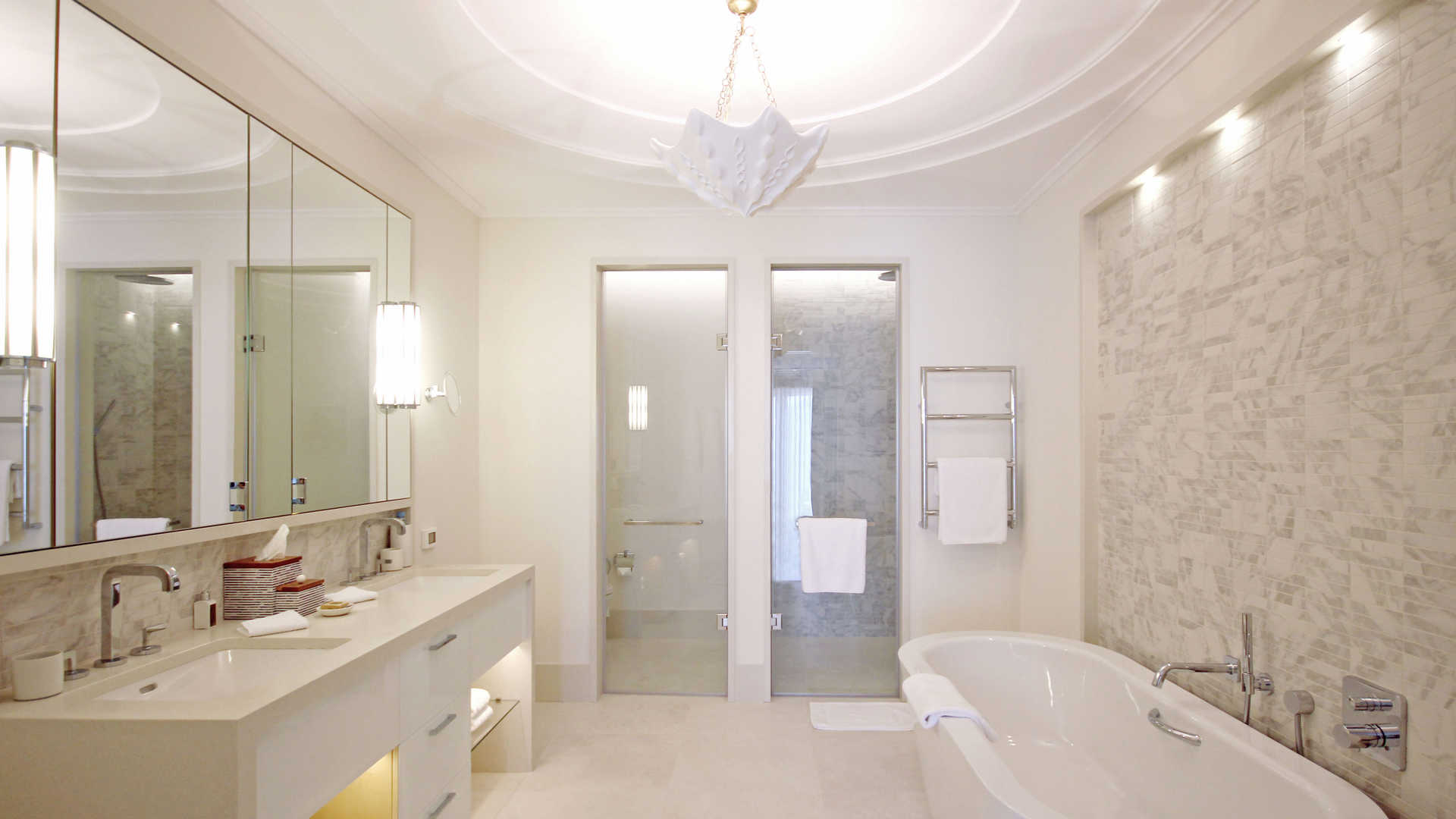 Luxury living room in Regent Pool Residence, Porto Montenegro, with elegant furniture and decor