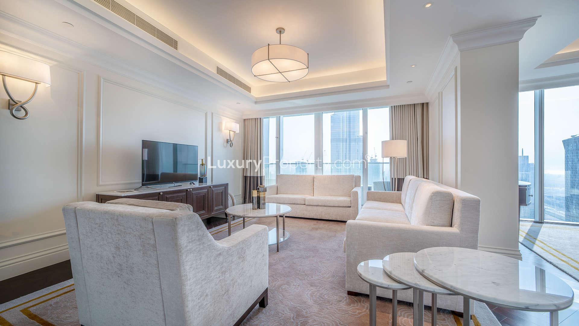 Luxurious living room in 3-bedroom apartment at The Address The Boulevard, Downtown Dubai