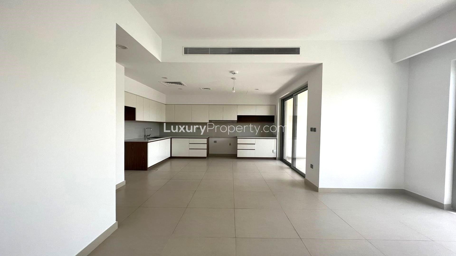 Backyard view of 3-bedroom villa in Camelia, Arabian Ranches 2, available for rent