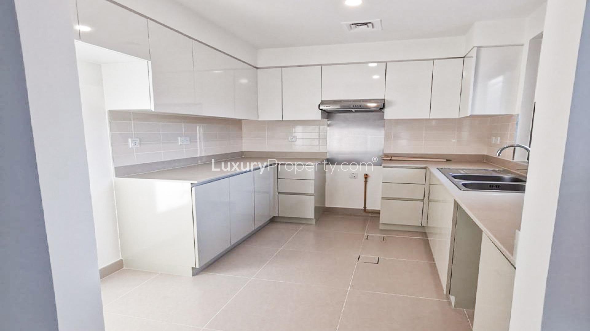 Elegant townhouse garden with lush greenery in Maple 3, Dubai Hills Estate