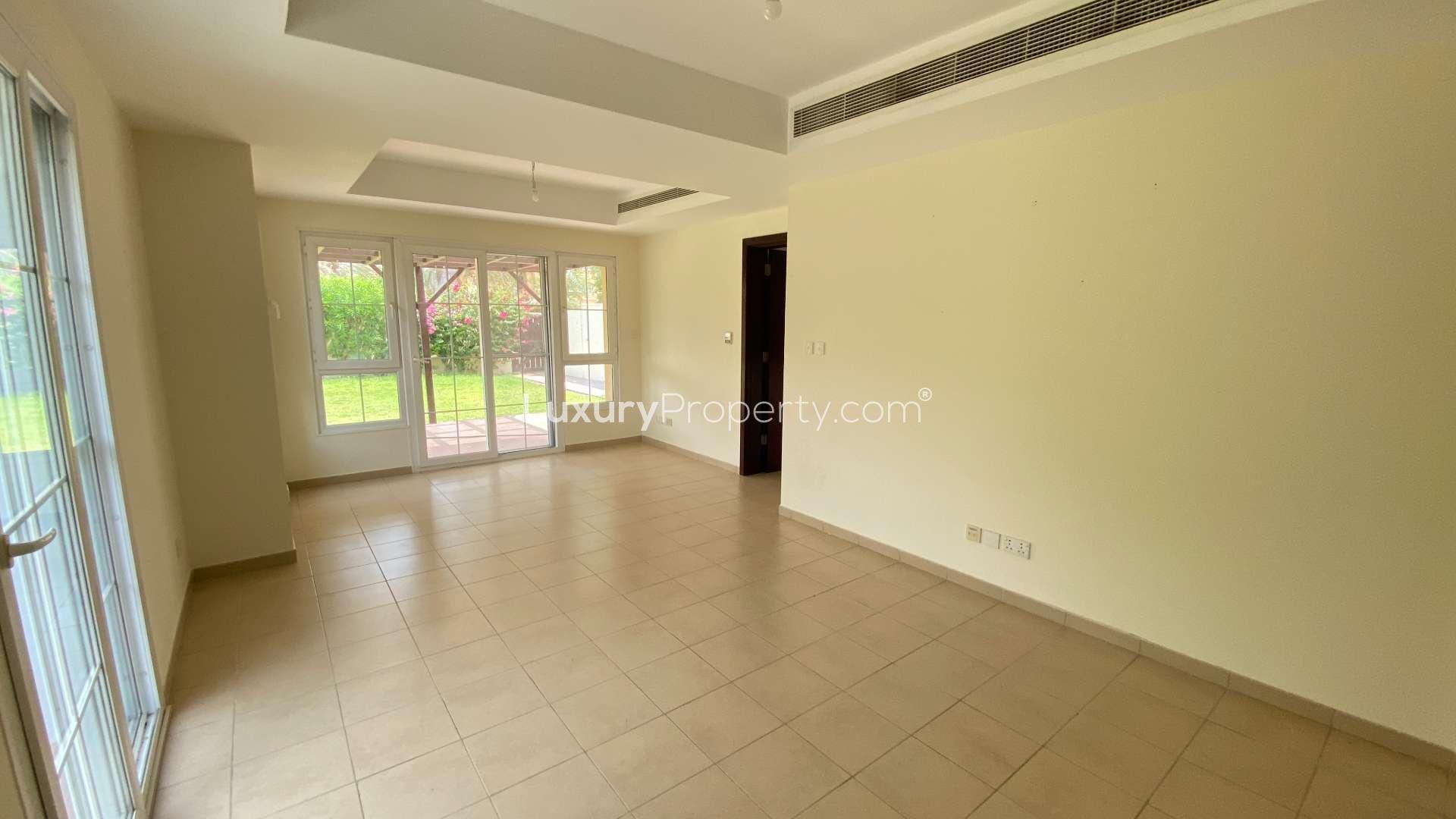 Lush green garden in Al Reem villa, Arabian Ranches, available for rent