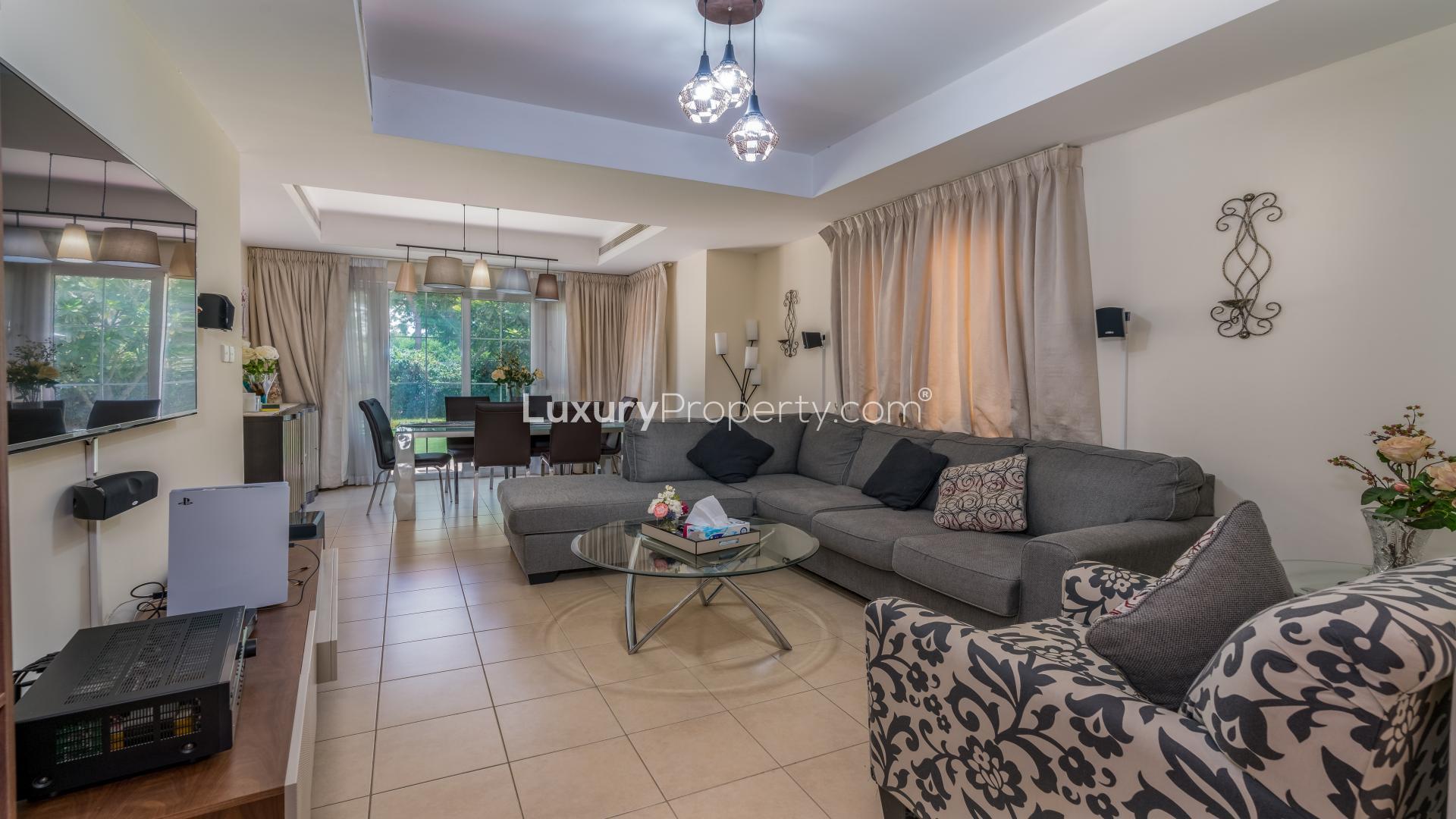 Beautiful backyard view of 4-bedroom villa in Al Reem, Arabian Ranches for rent