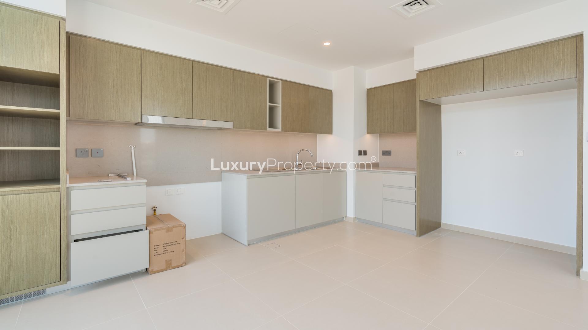 Modern living area with large windows in Ruba townhouse, Arabian Ranches 3