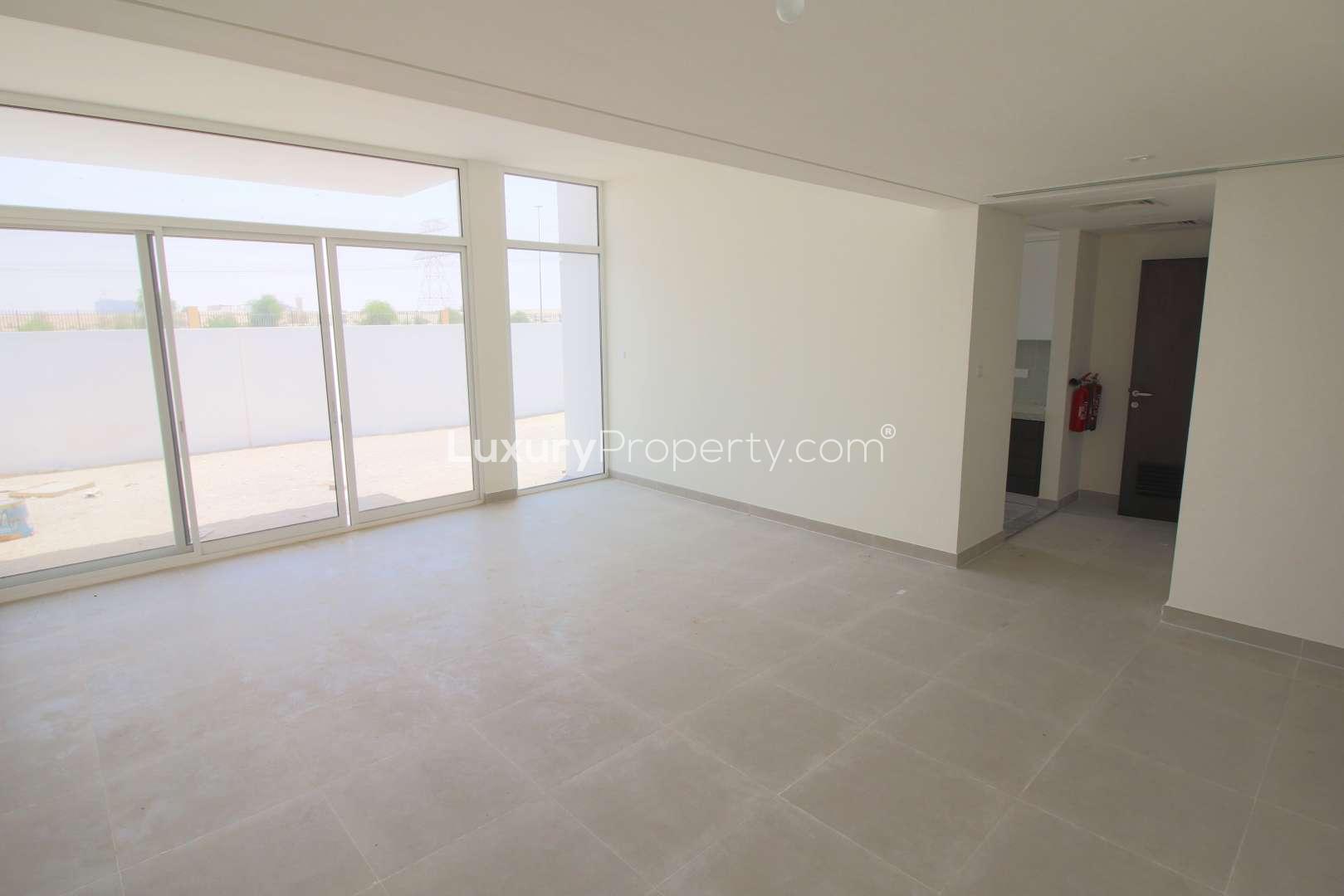 Floorplan of 3-bedroom Arabella Townhouse in Mudon, featuring ground floor layout and garden