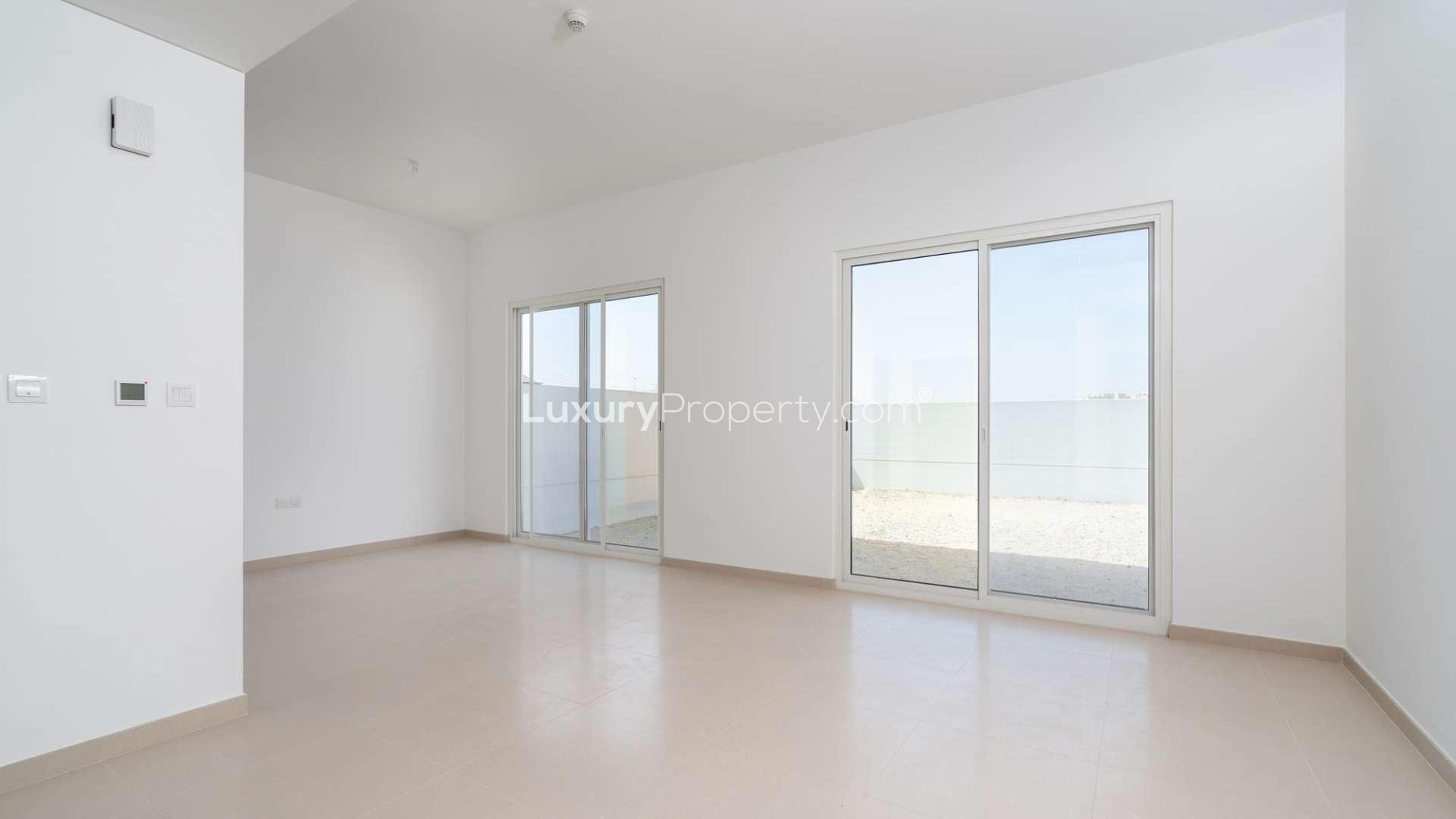 Charming Type B townhouse exterior in Arabella, Mudon with spacious backyard for rent