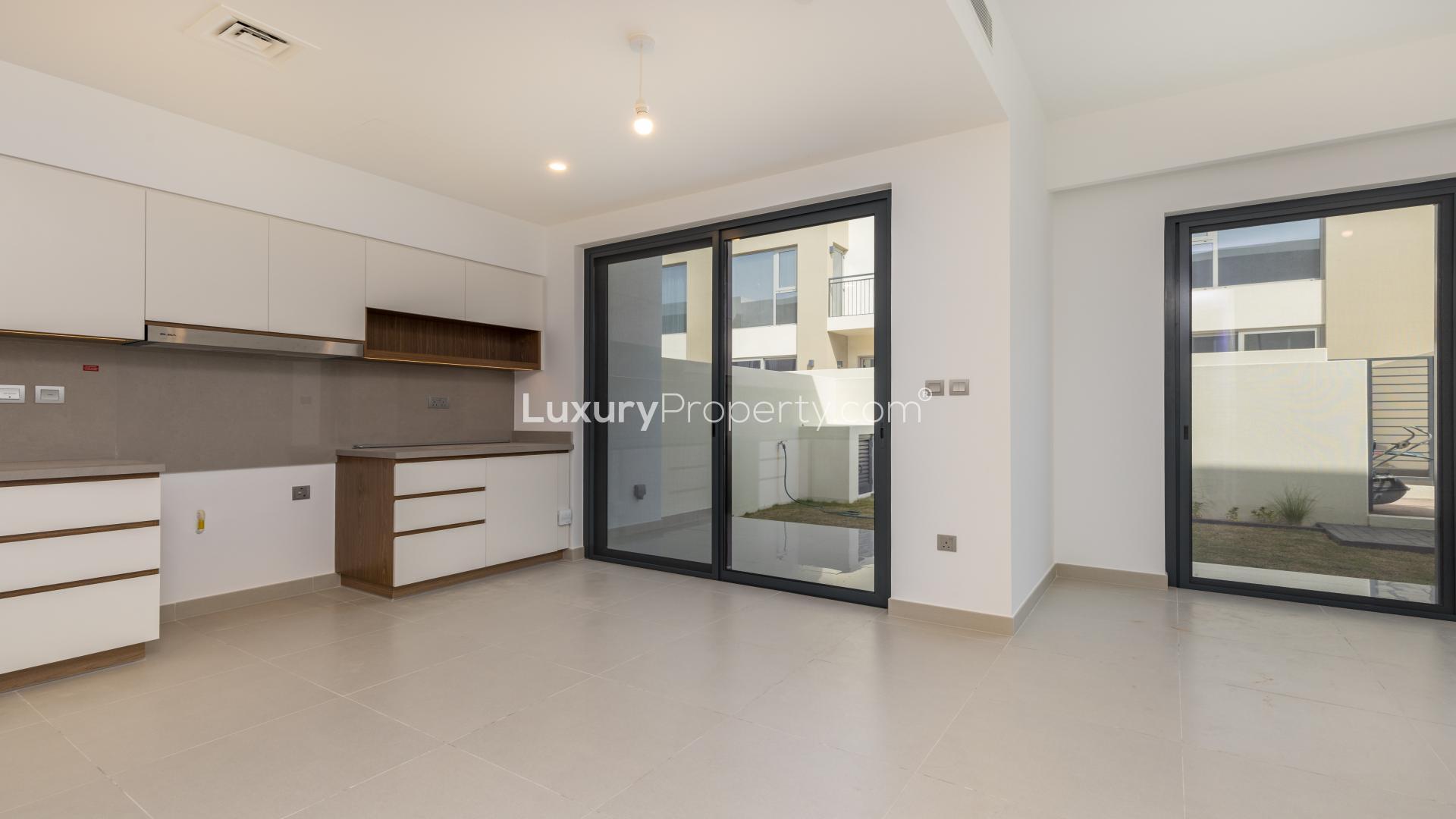 Modern kitchen in brand new Camelia townhouse, Arabian Ranches 2, available for rent