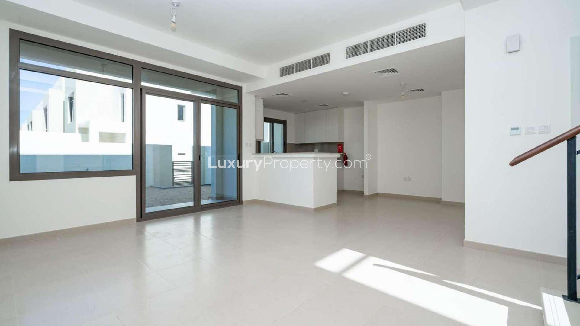 Modern townhouse interior with bright hallway and bathroom in Hayat, Town Square for rent