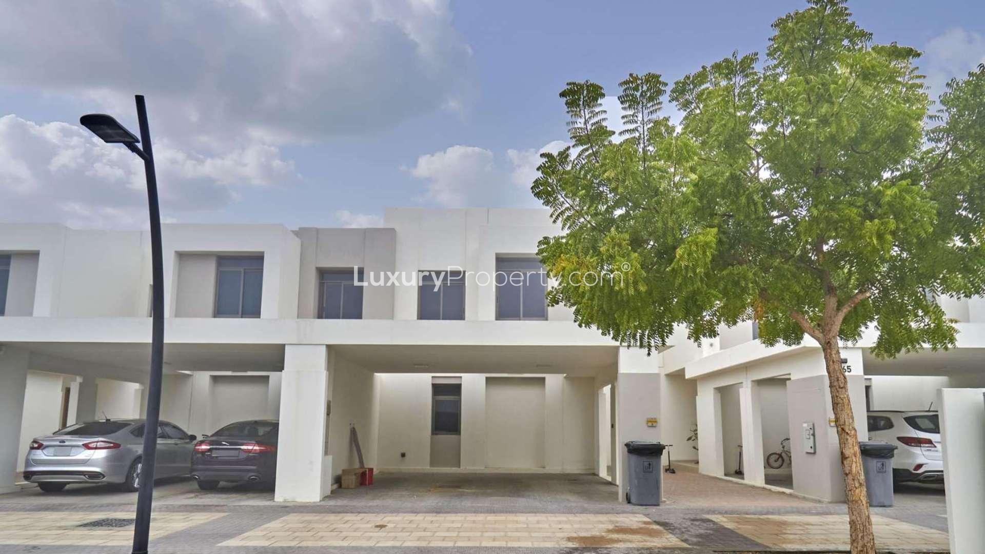 Modern kitchen and staircase in 3-bedroom townhouse, Hayat Town Square, available for rent