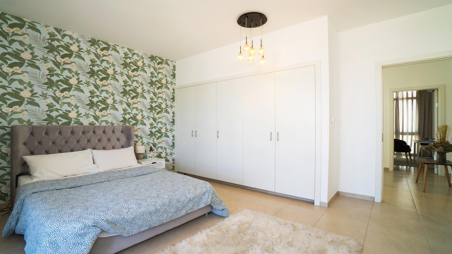 Furnished living room in 3-bedroom townhouse, Hayat Townhouses, Town Square, with modern decor