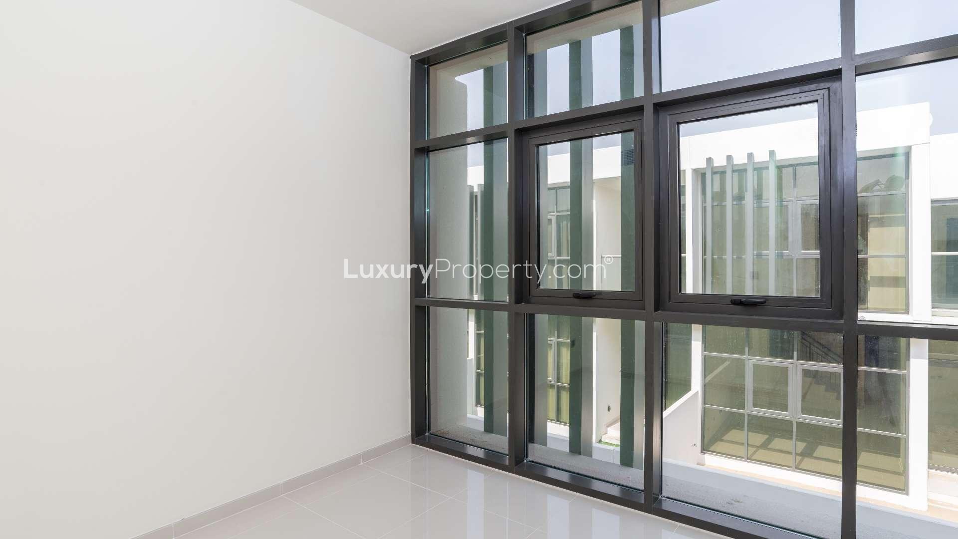Spacious rooftop terrace of 3-bedroom townhouse in Janusia, Damac Hills 2, for rent