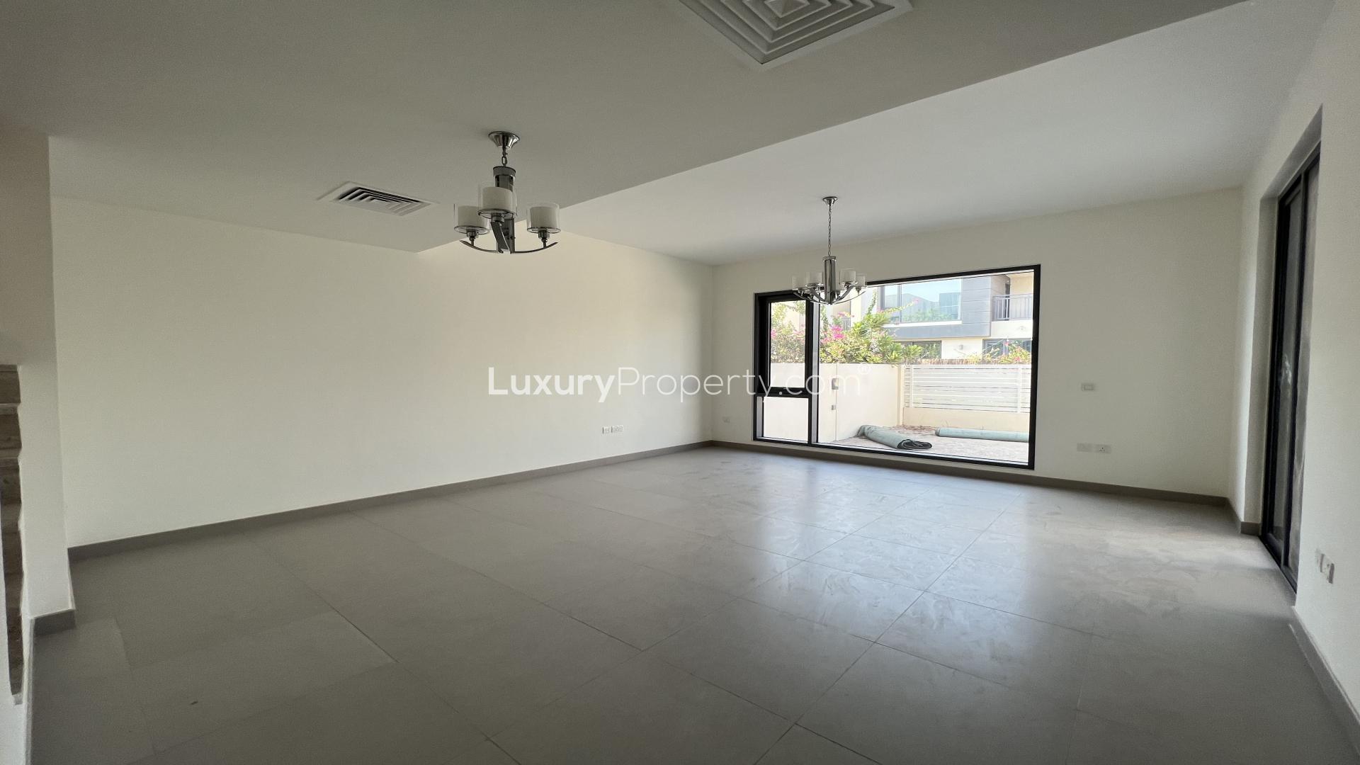 Spacious living room in Dubai Hills villa for rent, Maple community