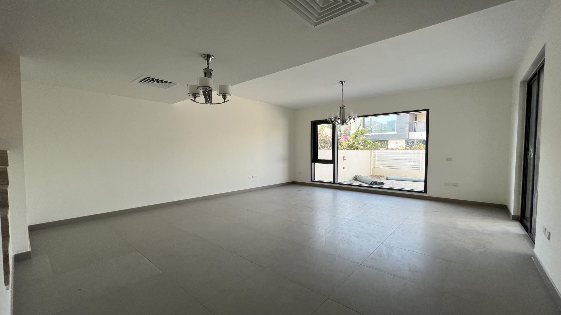 Spacious living room in Dubai Hills villa for rent, Maple community