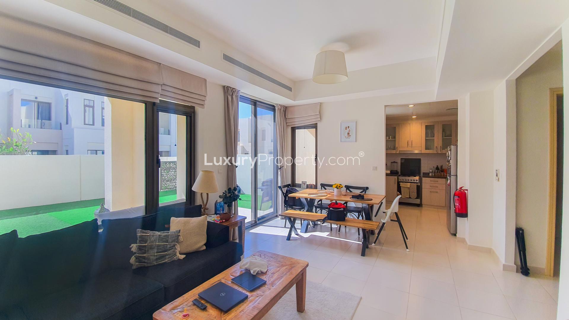 Modern kitchen in 3-bedroom townhouse, Mira Oasis, Reem Community, available for rent
