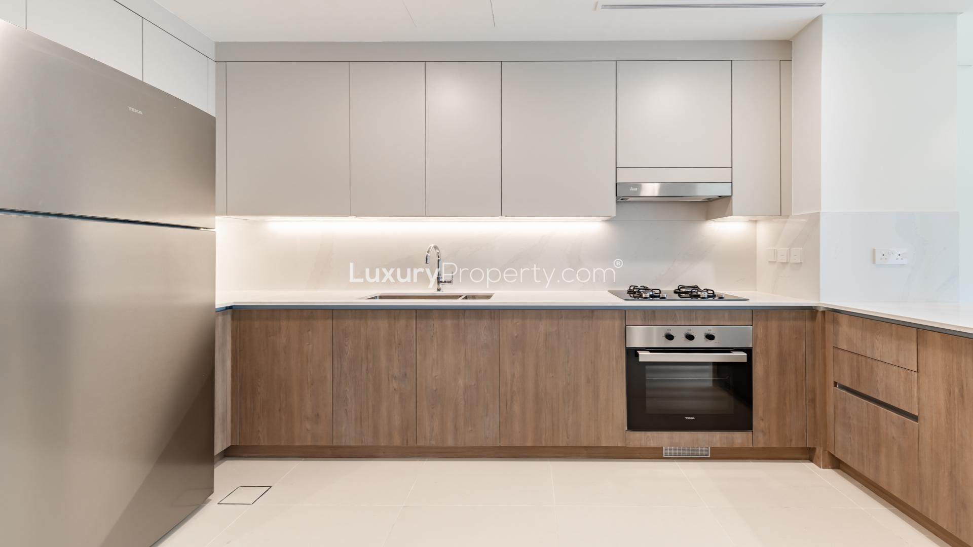 Spacious living area with large windows in Elan townhouse, Tilal Al Ghaf for rent