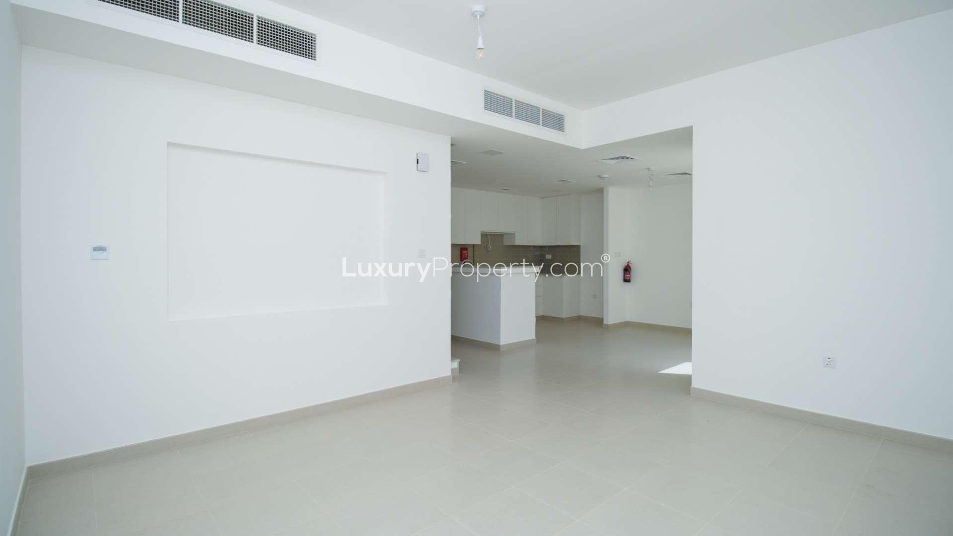 Stunning 3-bedroom townhouse exterior in Noor Town Square, Dubai, available for rent