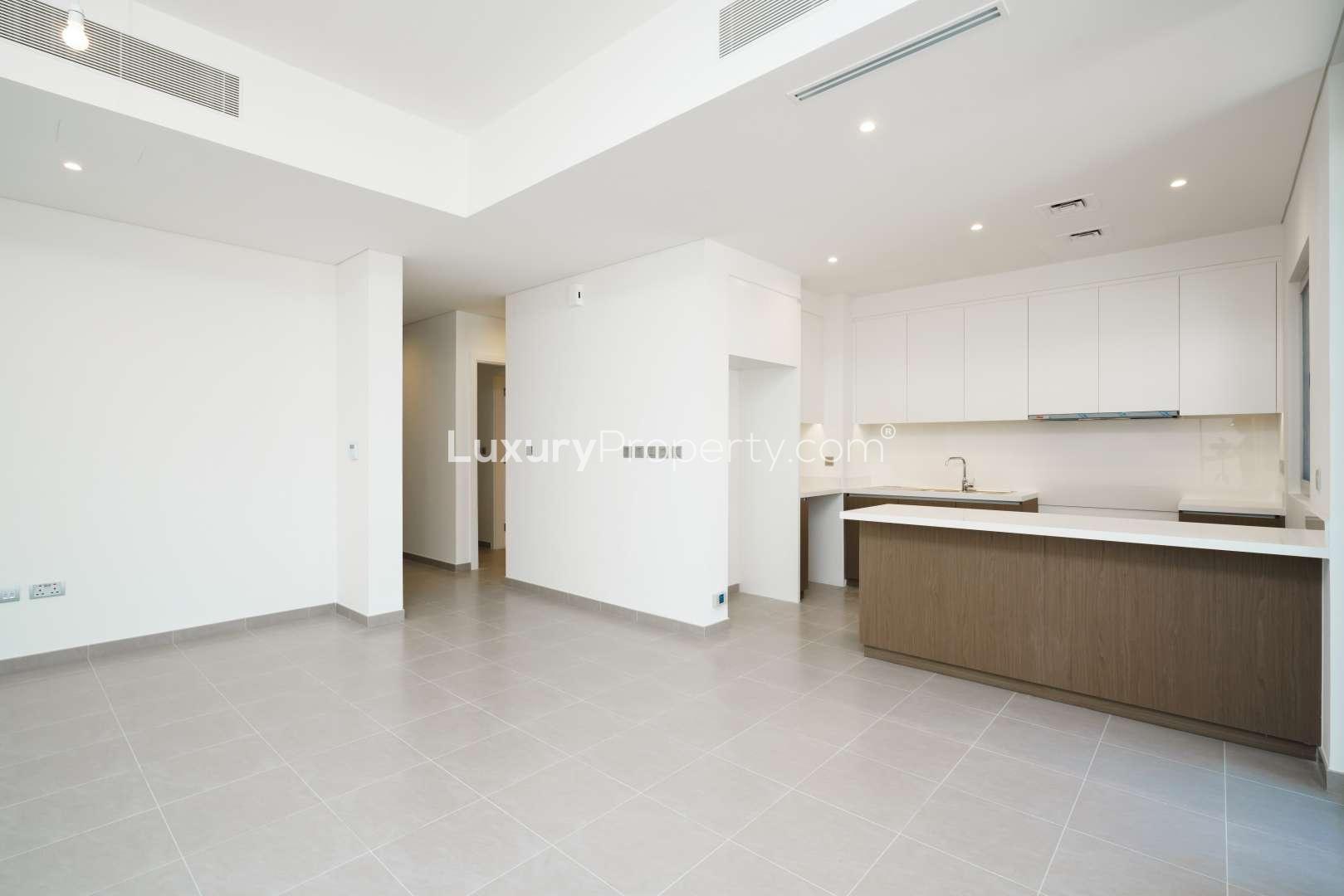 Vacant 3-bedroom townhouse exterior in Reem, Arabian Ranches 2 for rent