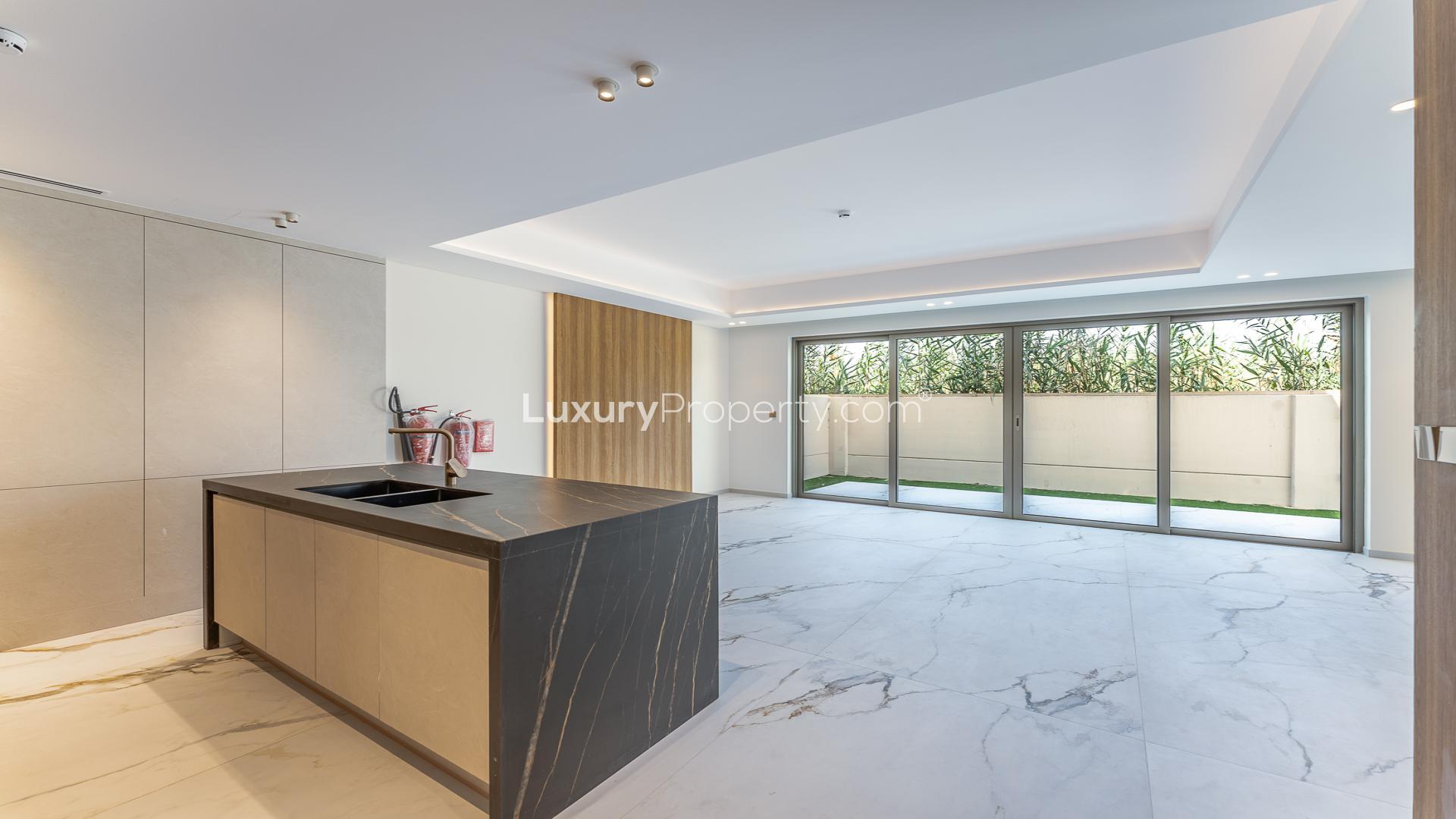 Exterior view of 3-bed townhouse for rent in Jasmine Lane, Jumeirah Golf Estates