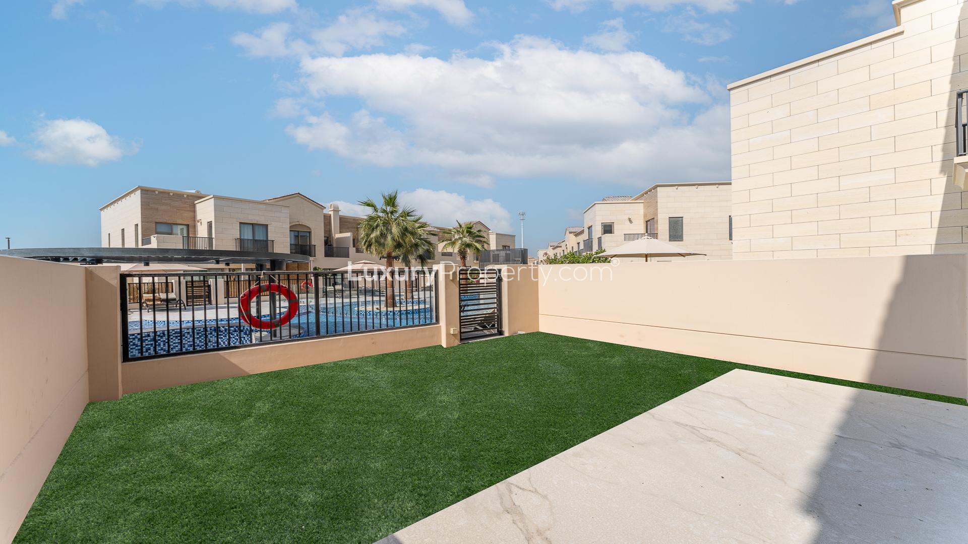 N/A,Townhouse patio with pool view in Jasmine Lane, Jumeirah Golf Estates for rent