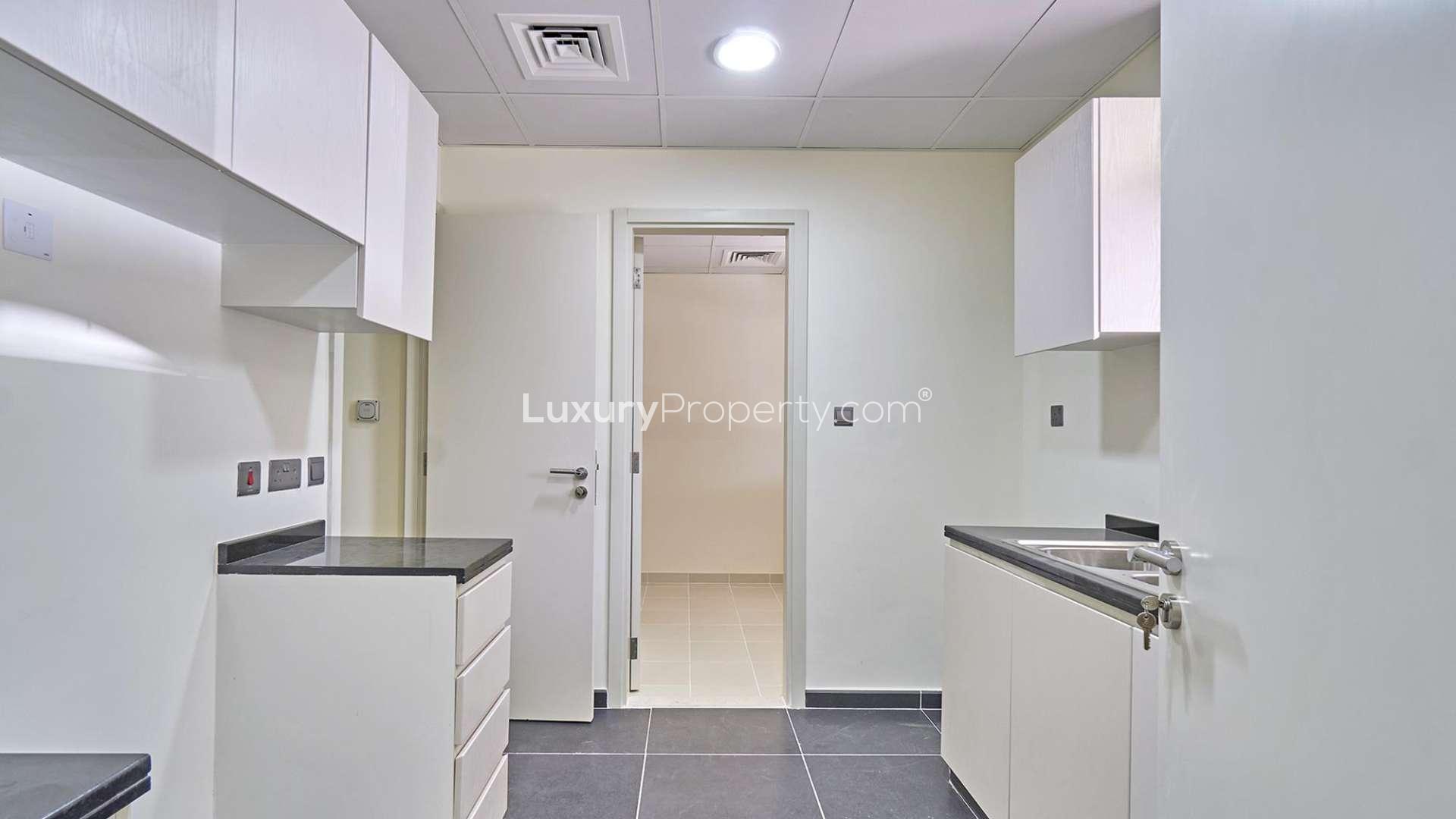 Brand new 3-bedroom townhouse exterior in Zinnia, Dubailand, available for rent