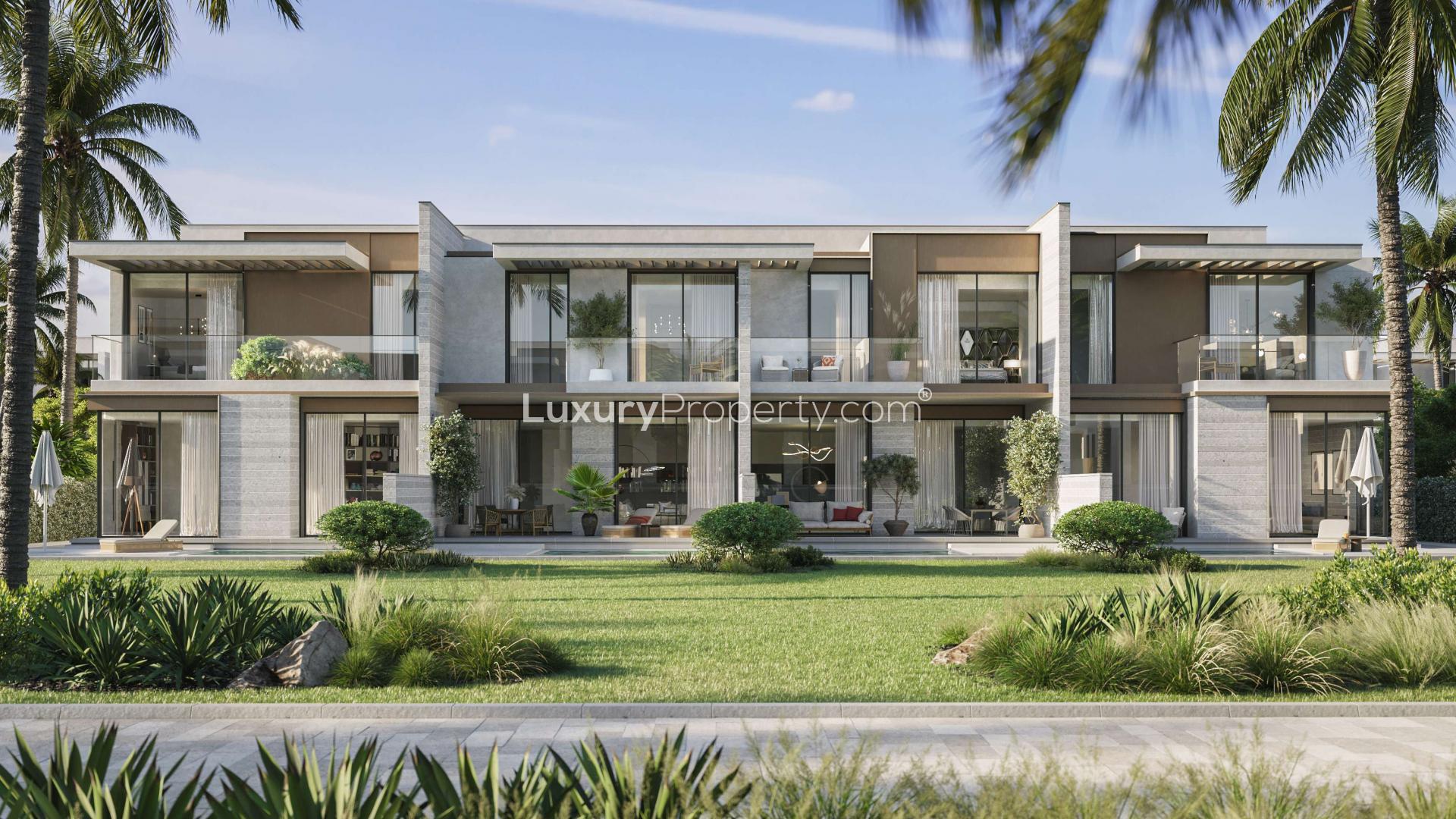 Luxurious beachfront view from 3-bedroom townhouses on Dubai Islands, Deira