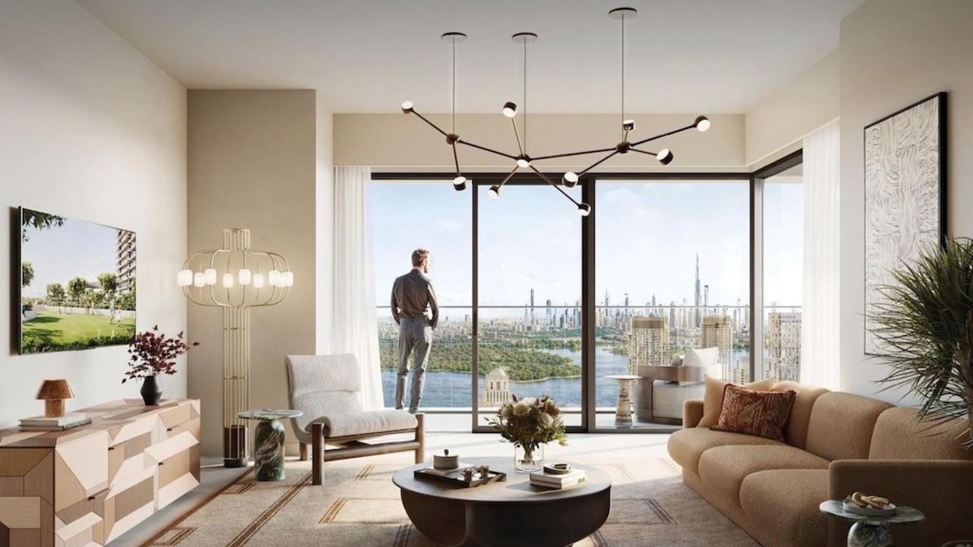Modern balconies with stunning views at Albero by Emaar, Dubai Creek Harbour apartment