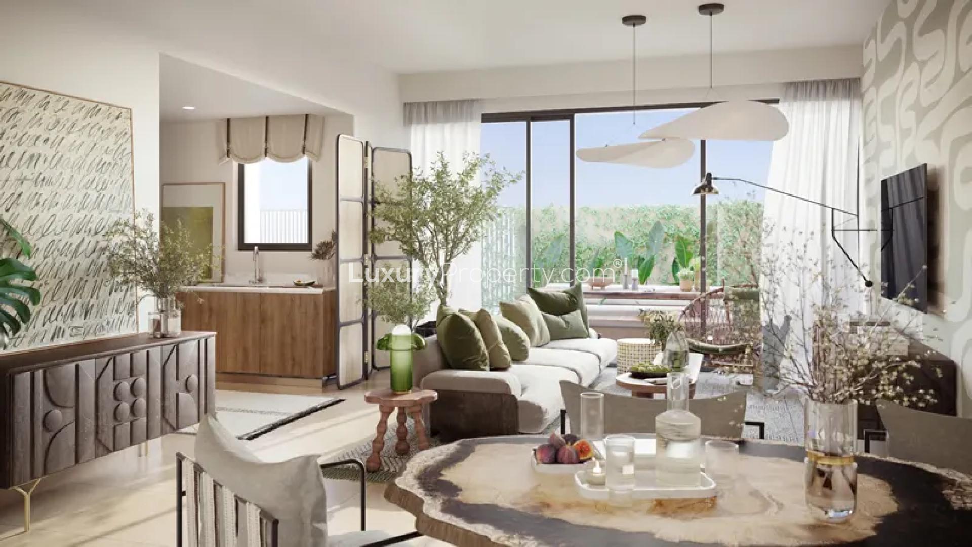 Modern 3-bedroom townhouse exterior in May, Arabian Ranches 3, for sale