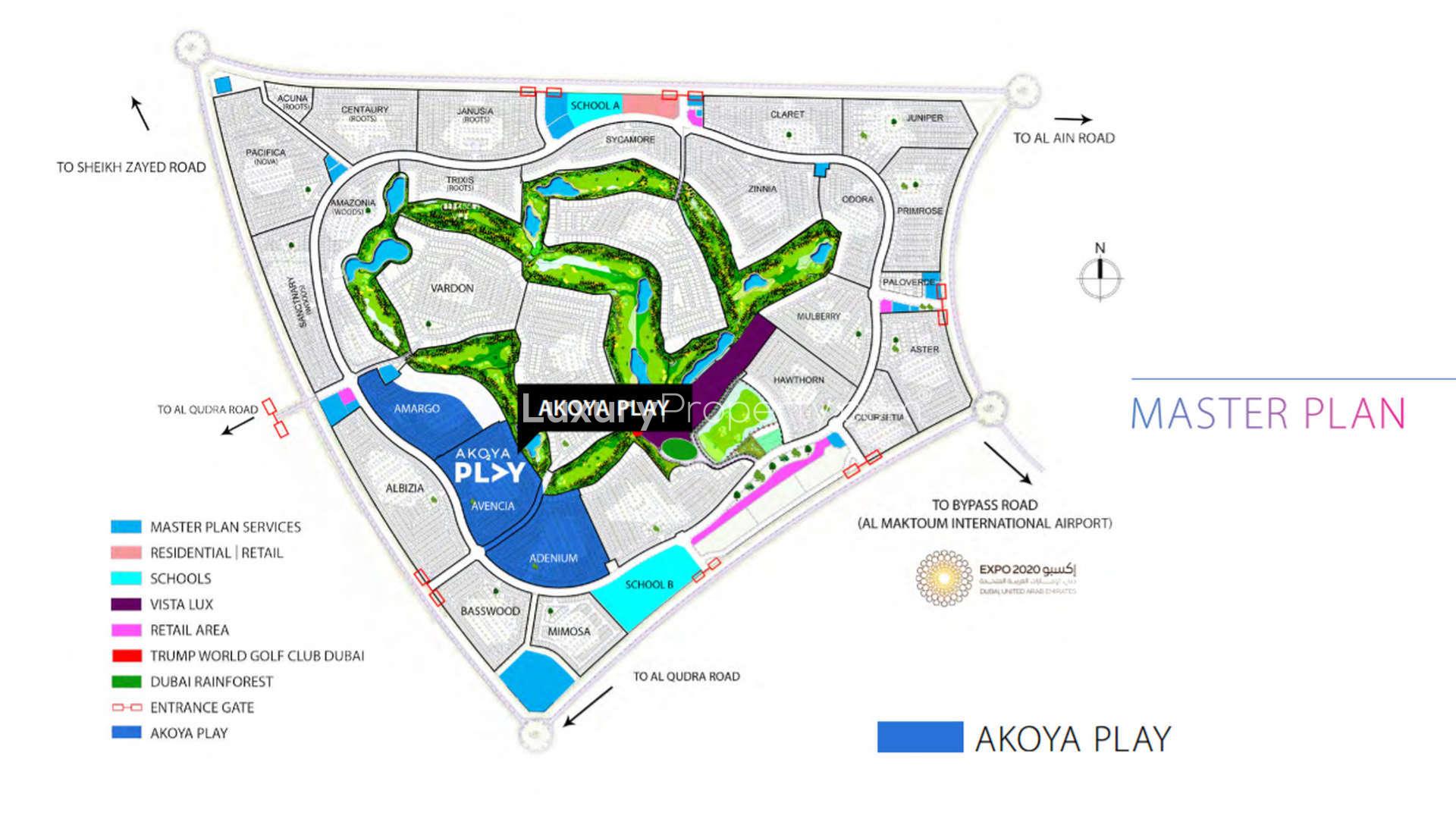 Modern living room in Albizia townhouse, Damac Hills 2, with elegant decor and garden view