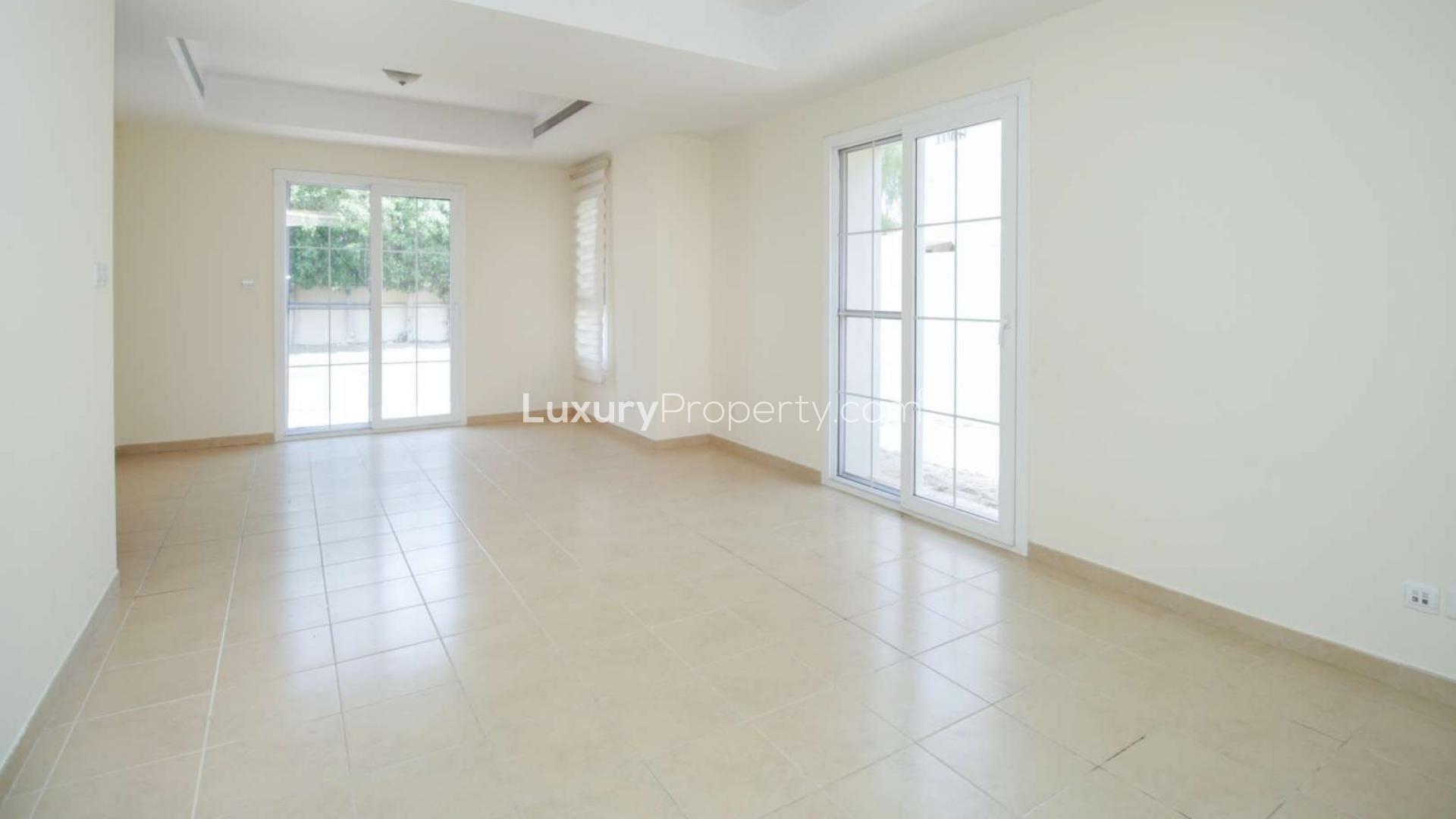 Spacious living room in three-bedroom townhouse, Alma, Arabian Ranches for sale