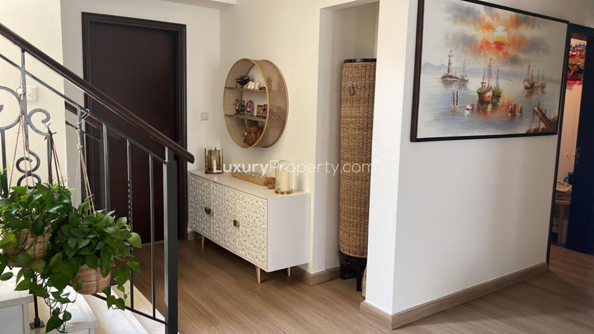 Living room in 3-bedroom townhouse, Mira, Reem Community, featuring cozy seating and decor
