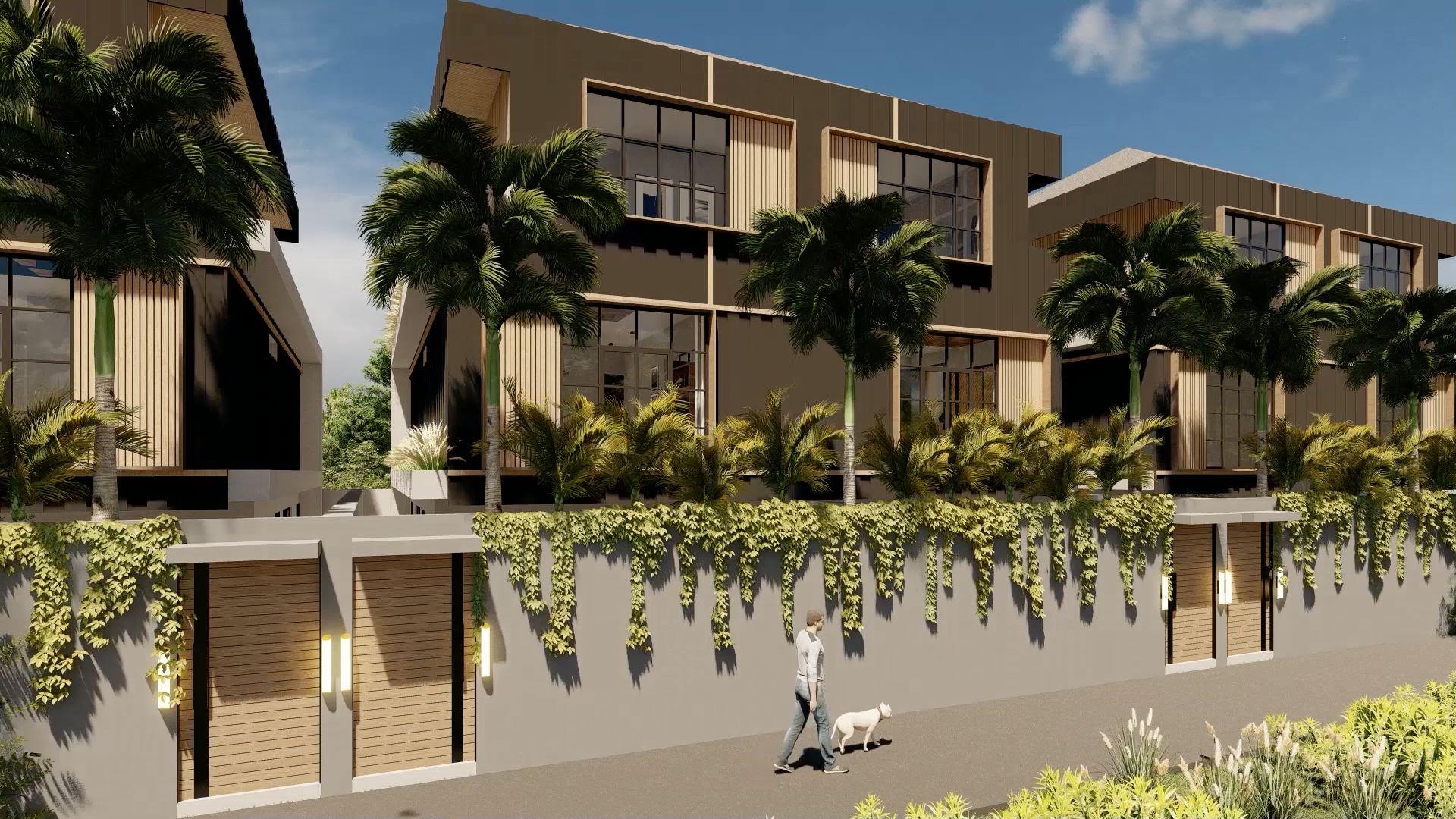 Stunning modern 3-bedroom townhouse exterior in Secana Beach Town, Bali, for sale