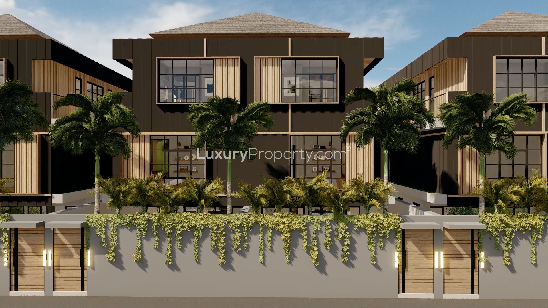 Stunning 3-bedroom townhouse exterior in Secana Beach Town, Bali, for sale