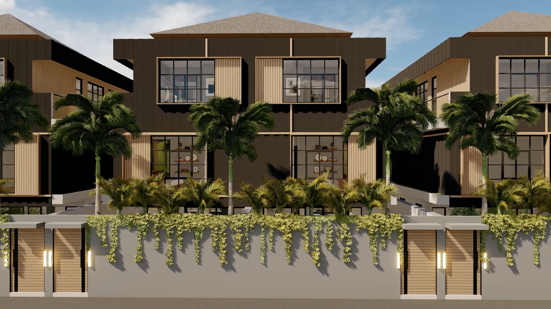 Stunning 3-bedroom townhouse exterior in Secana Beach Town, Bali, for sale