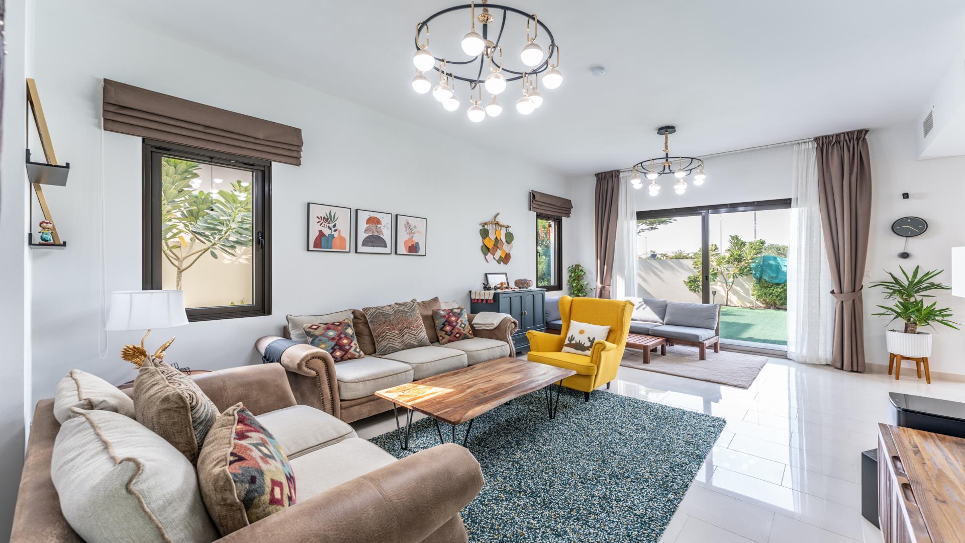 Exterior of elegant 3-bedroom villa with garden in Azalea, Arabian Ranches 2